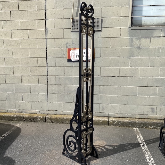GATES, Black and Gold Scroll Freestanding Gate or Fence Post 300mm W x 2.1 H